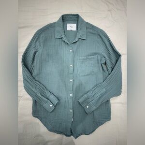 Rails Ellis Blue Gray Cotton Gauze Button Down Shirt